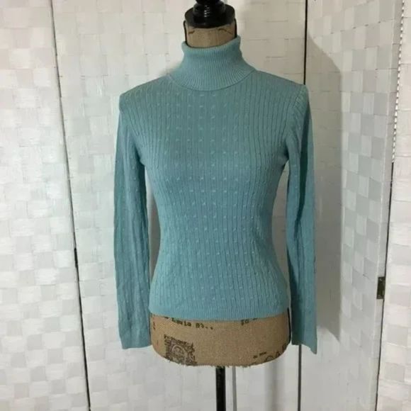 Chadwicks light blue silk blend turtleneck sweater size medium - Picture 1 of 7